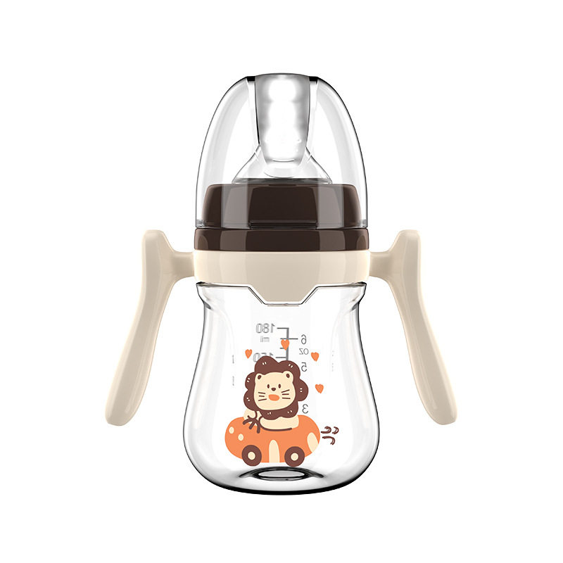 Pezón de boca ancha para bebés 180/240/280ml Serie simple con mango PP biberón sin pajitas