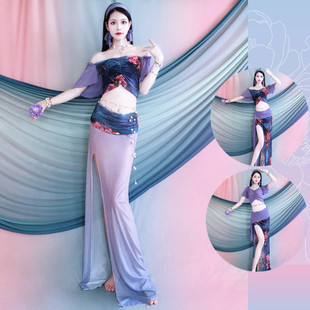2025 Spring/Summer New Printed Belly Dance Long Skirt Set Practice Wear Water Gauze Slimming Class Outfit Performance Costume for Children