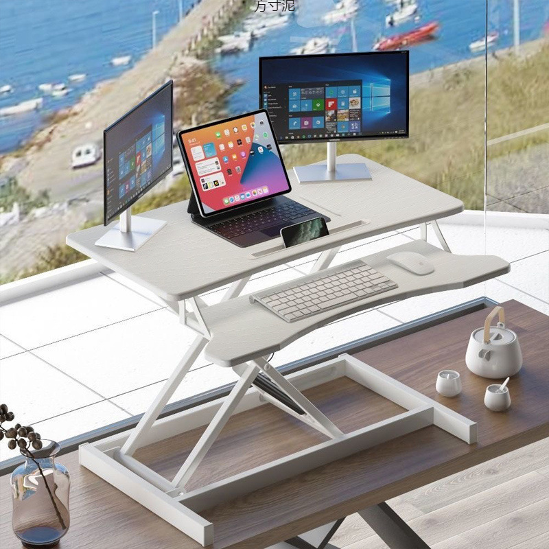 Standing Laptop Lift Table Folding Computer Desk Office Desk Heightening Rack Liftable Table Mobile Station Workbench