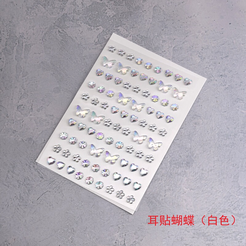 レーザーガールハートオーロラ蝶パールラインストーンステッカーインスタイルギフト装飾立体ステッカー子供用ステッカー|undefined