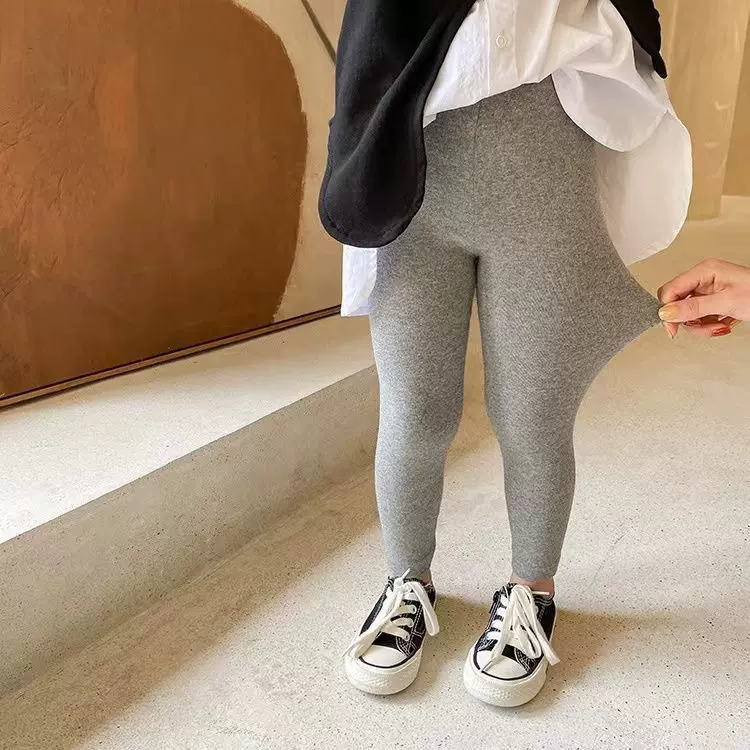德绒春秋款儿童纯色打底裤女童宝宝秋冬保暖外穿纯色百搭秋裤童裤