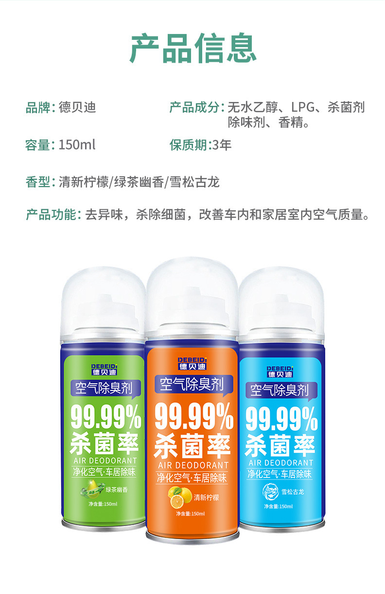 Debedi Car Aromatherapy Car Odor Removal Car Air Conditioning Sterilization Deodorant Car Air Freshener Spray