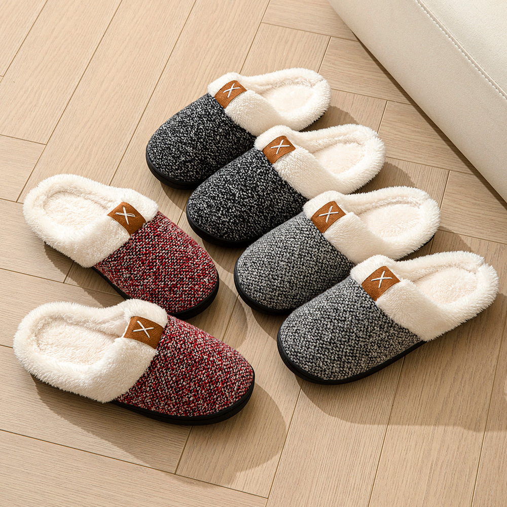 Unisex Casual Plaid Round Toe Cotton Slippers display picture 2