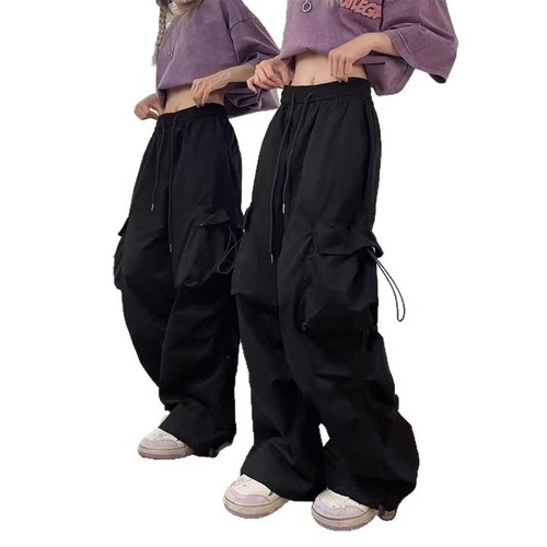 American Street Fashion Quick-Dry Work Pants for Women - Spring and Autumn 2025 Hip-Hop Loose Casual Wide Leg Pants for Summer