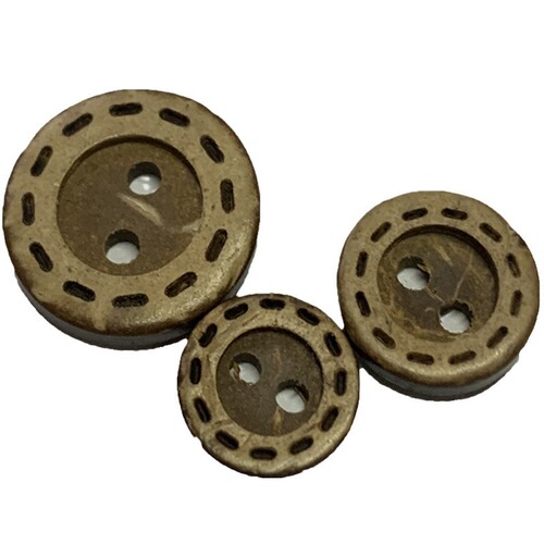 Natural Coconut Buttons, Dotted Coconut Shell Buttons, Two-Hole Wide Edge Buttons, Children's DIY Buttons, Wholesale