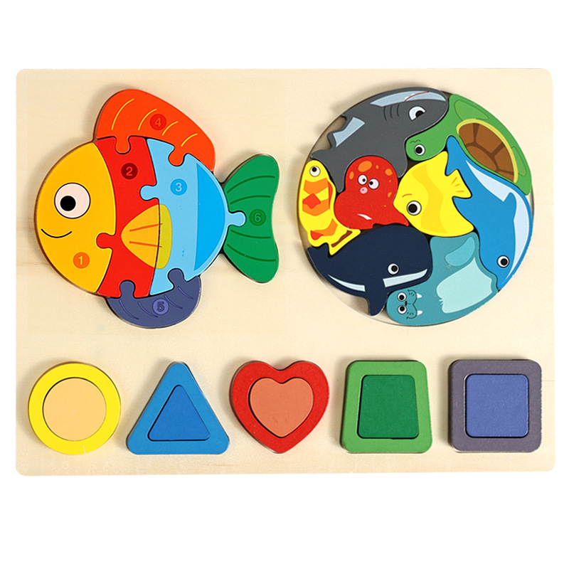Nuevos productos de forma geométrica puzzle animal digital tridimensional puzzle tablero de dibujo de la educación temprana puzzle forma emparejada bloques de construcción