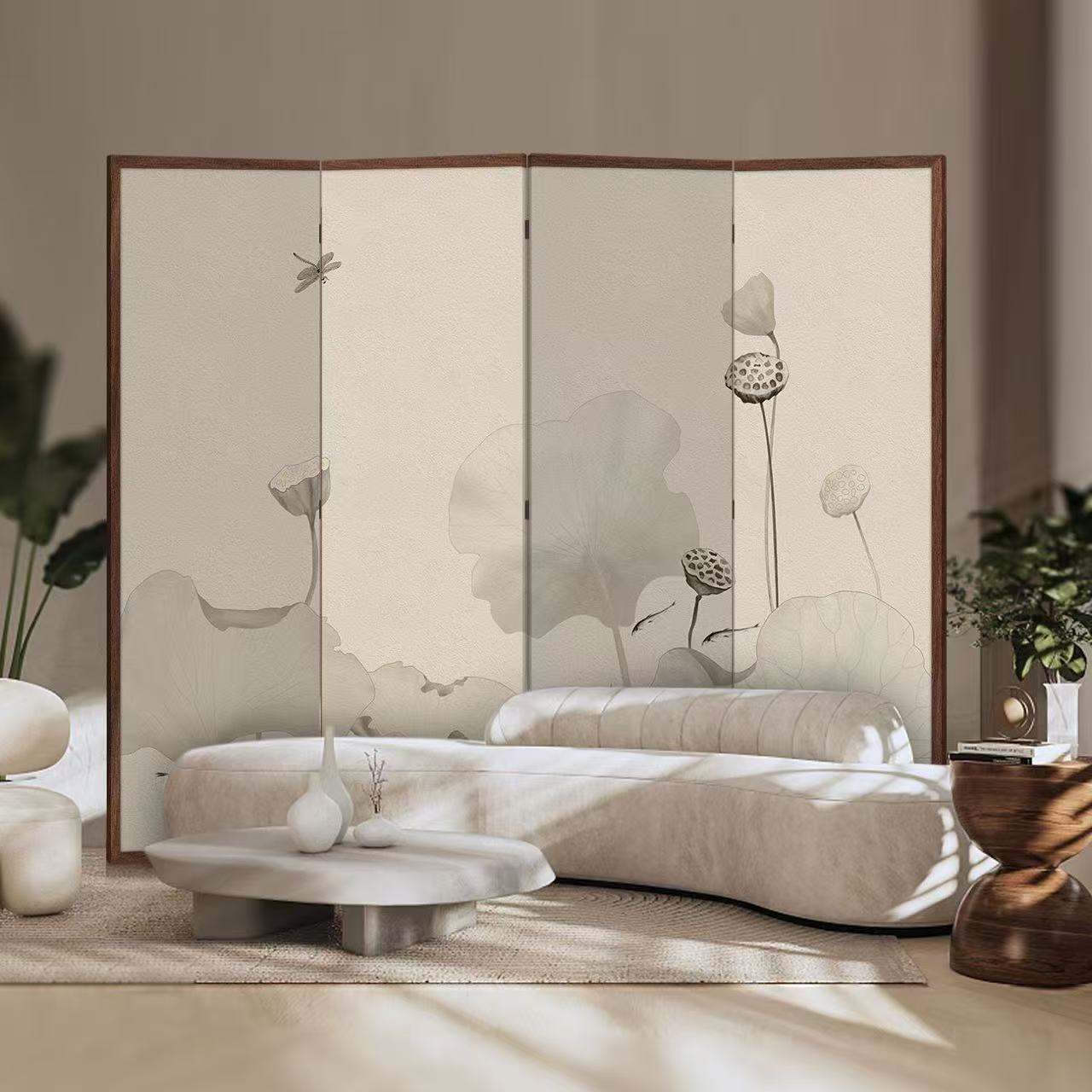 Nueva pantalla de estilo chino partición sala de estar cubierta sala de té decoración simple plegable móvil bambú doble cara pantalla plegable