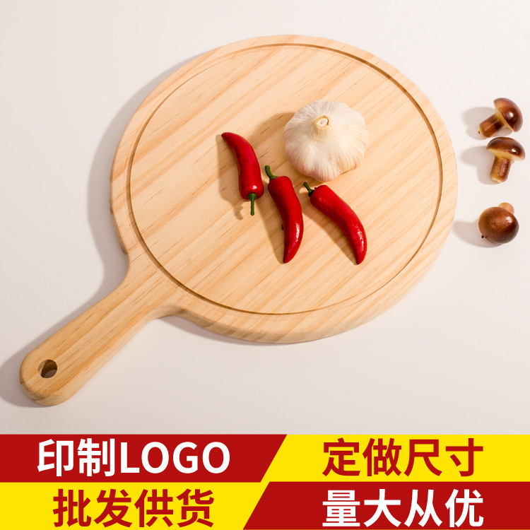 Transfronterizo tabla de cortar de doble cara manejar tabla de cortar tabla de quesos pala de pizza tablero de carne de madera tablero de pizza bandeja redonda