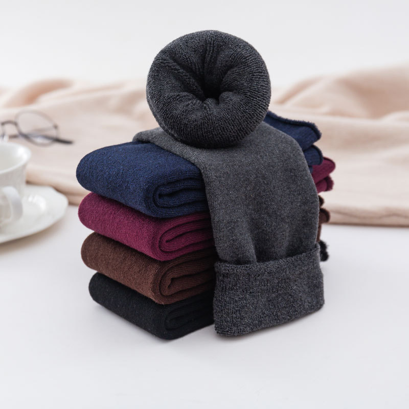 加絨加厚襪子女中筒襪保暖襪地板襪男中筒襪秋冬季長筒襪襪子男批