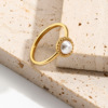 Fashionable advanced sophisticated ring stainless steel from pearl, light luxury style, high-quality style