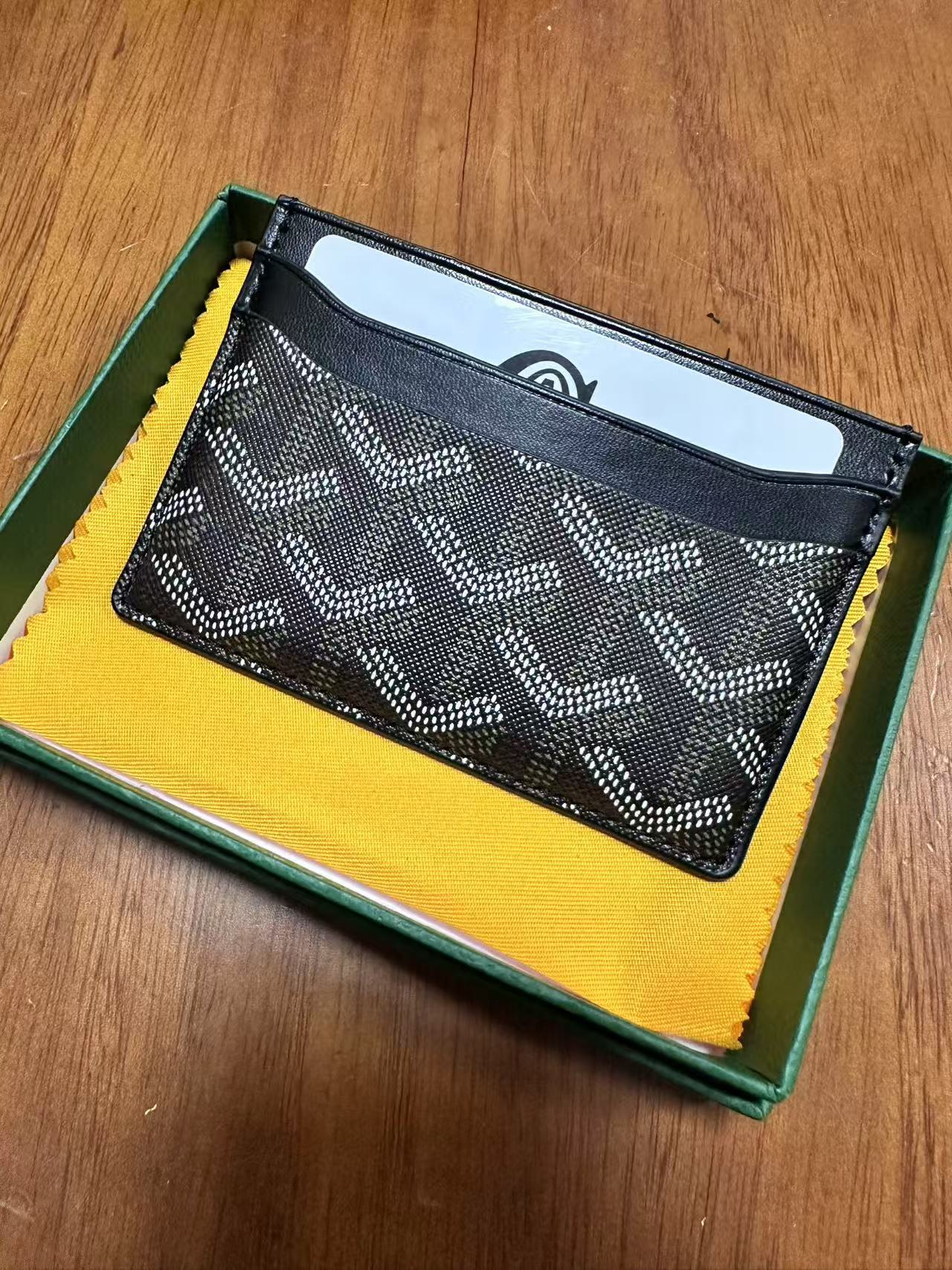 Tarjetero Goyard, tarjetero ultrafino de cuero genuino clásico para hombre, tarjetero de almacenamiento para mujer, tarjetero universal