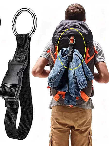 Backpack Luggage Strap with External Fixing Strap, Carabiner Strap, External Hook Strap, Expansion Strap, and Mountaineering Bag Hanging Strap