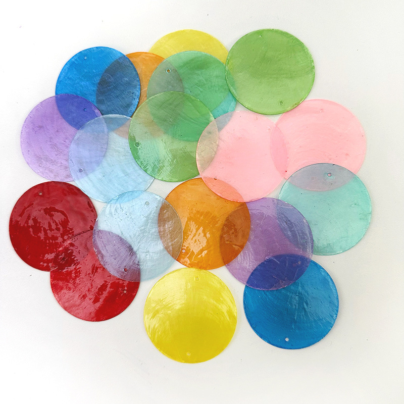 Natural 50 colorful mirror shell slices with holes, DIY wind chime accessories, white moon shell flakes, wholesale Natural 50 colorful mirror shell slices with holes, DIY wind chime accessories, white moon shell flakes, wholesale