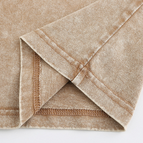 230g pure cotton heavy-duty distressed short-sleeve T-shirt, washed, dropped shoulders, all-cotton retro loose oversize