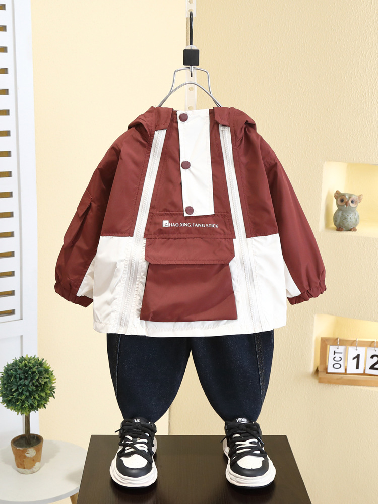 7562 chaqueta de niño primavera y otoño 2025 nueva chaqueta de primavera para niños ropa exterior cortavientos de primavera para niños