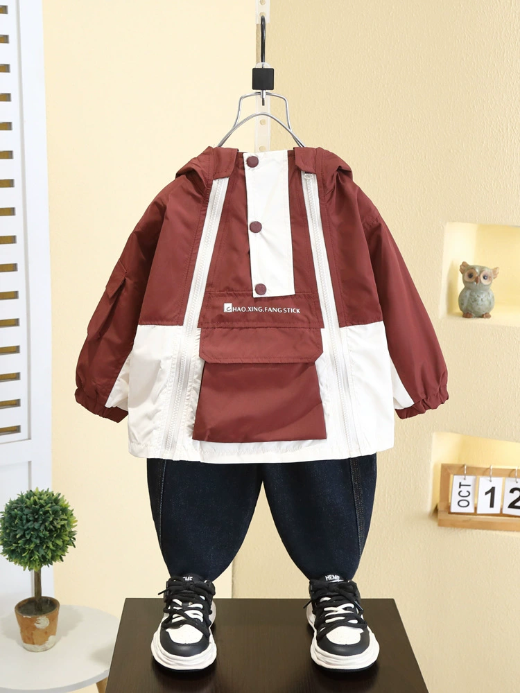 Autumn jacket for boys, spring children's trench coat, western style