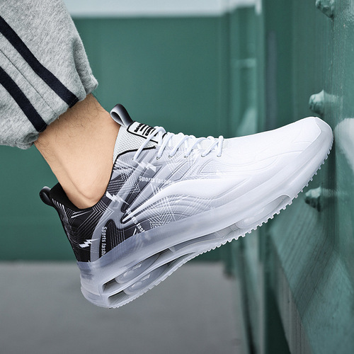 Autumn breathable shock-absorbing large men's shoes for adolescents, running shoes for students with leather surface, height increasing, versatile casual running shoes