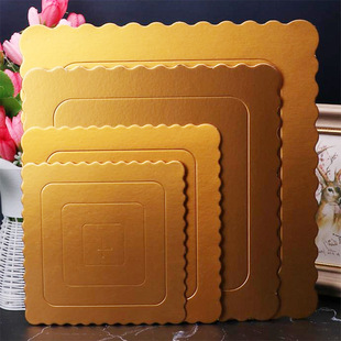 Golden cake base square round thick cardboard pad lace gold base 4/6/8/10 inch factory wholesale