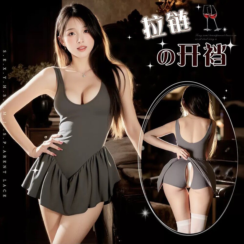 Ran Shuo's Everyday Zip-Up Crotchless Dress, Passionate and Fun Lingerie, Sexy and Pure Desire, No Need to Take Off Ran Shuo's Everyday Zip-Up Crotchless Dress, Passionate and Fun Lingerie, Sexy and Pure Desire, No Need to Take Off