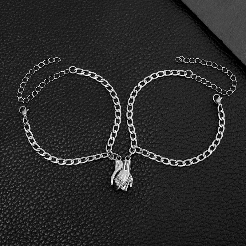 European And American New Alloy Hand Magnet Suction Titanium Steel Couple Bracelet Pair Men And Women Jewelry Wholesale Foreign Trade Exclusive display picture 3