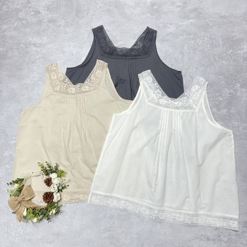 Japanese Style Pure Cotton Lace Sleeveless Top Sweet Fresh Style Women's Clothing All-match Sleeveless Lace Doll Shirt Thin with Lining Japanese Style Pure Cotton Lace Sleeveless Top Sweet Fresh Style Women's Clothing All-match Sleeveless Lace Doll Shirt Thin with Lining