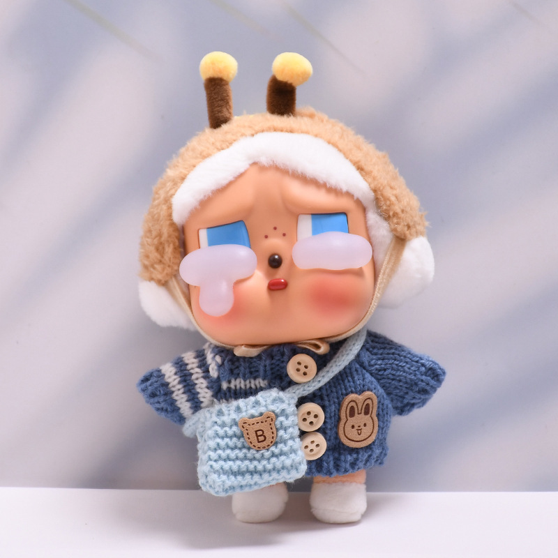 仅娃衣】哭娃眼泪工厂搪胶脸毛绒盲盒玩偶CRYBABY纽扣毛衣娃衣服|undefined