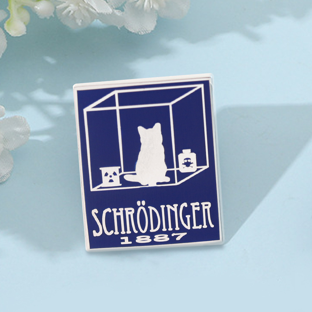 Creative Schrödinger's Cat Science Concept Brooch Quantum Physics Experiment Metal Badge School Bag Pin Accessories