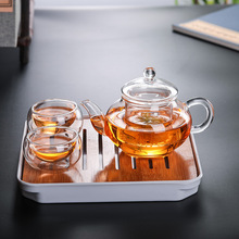 迷你小茶壶 耐热玻璃花茶壶 透明功夫茶具套组过滤泡茶器家用小号