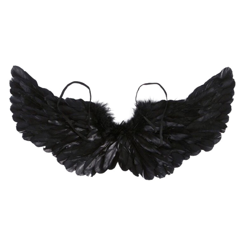 Venta directa de fábrica alas de Halloween apoyos al por mayor niños adultos Ángel alas de plumas apoyos alas negras