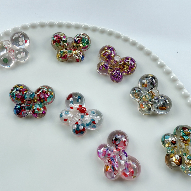 Cartoon Butterfly Acrylic Flat Patch with Holes for Keychain Chain Pendant and Shoe Decoration