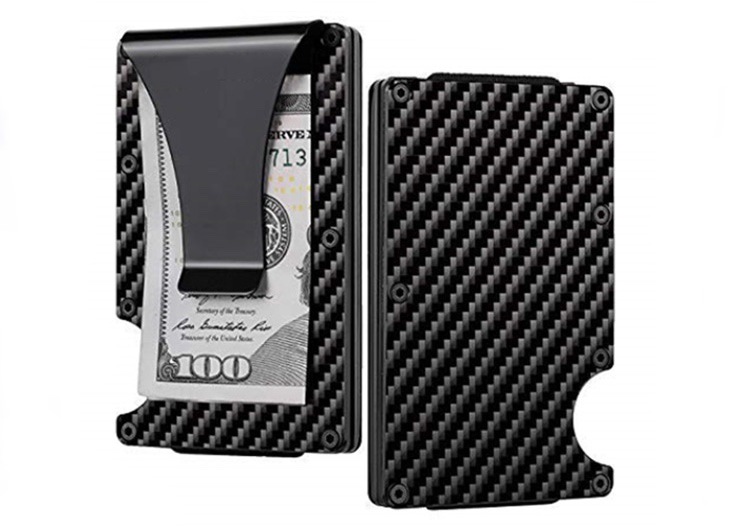 RFID Function Plaid Pattern Men's Plaid Carbon Fiber Microfiber Open Card Holders