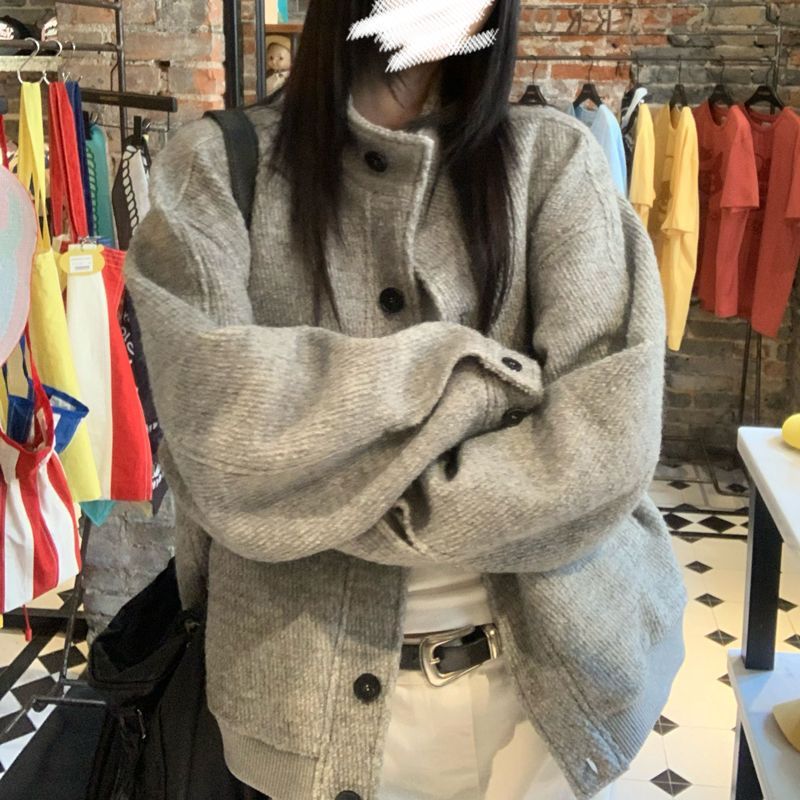 美式复古立领夹克外套女学生秋季新款设计感宽松百搭休闲棒球服潮|undefined