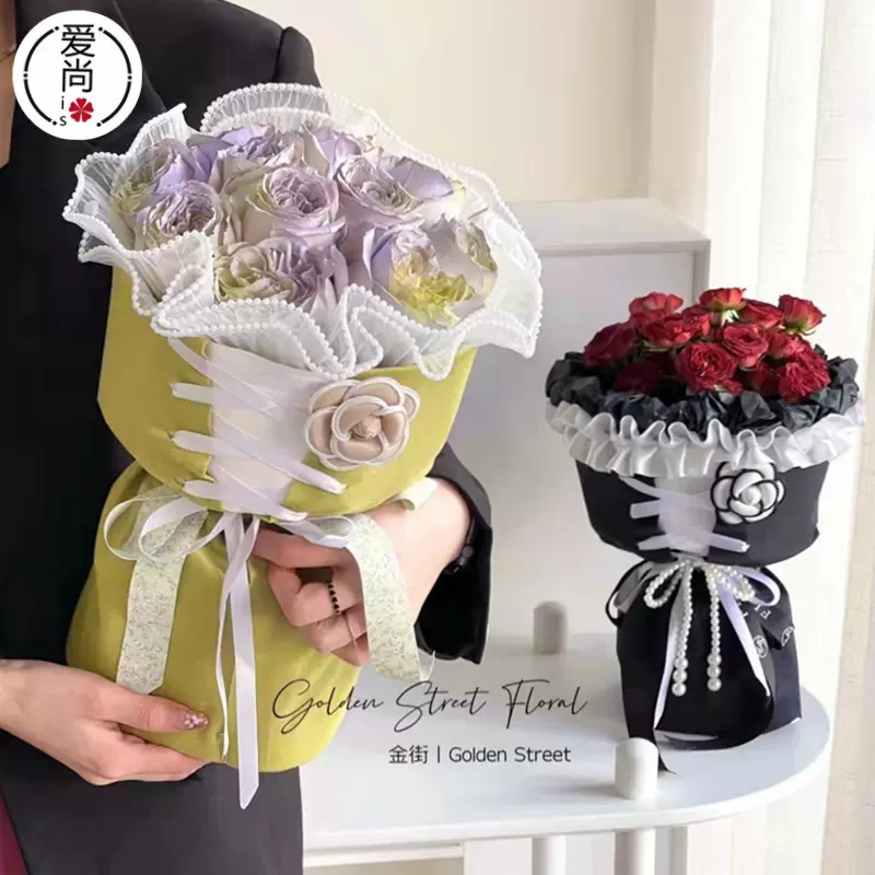 爱尚法式布艺小香风花束包装纸鲜花包装布简约晚礼服小香风布资材