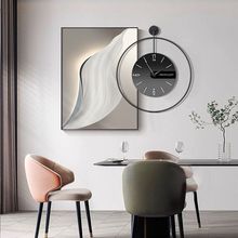 现代轻奢餐厅装饰画时钟简约大气客厅钟表挂画抽象饭厅免打孔壁画