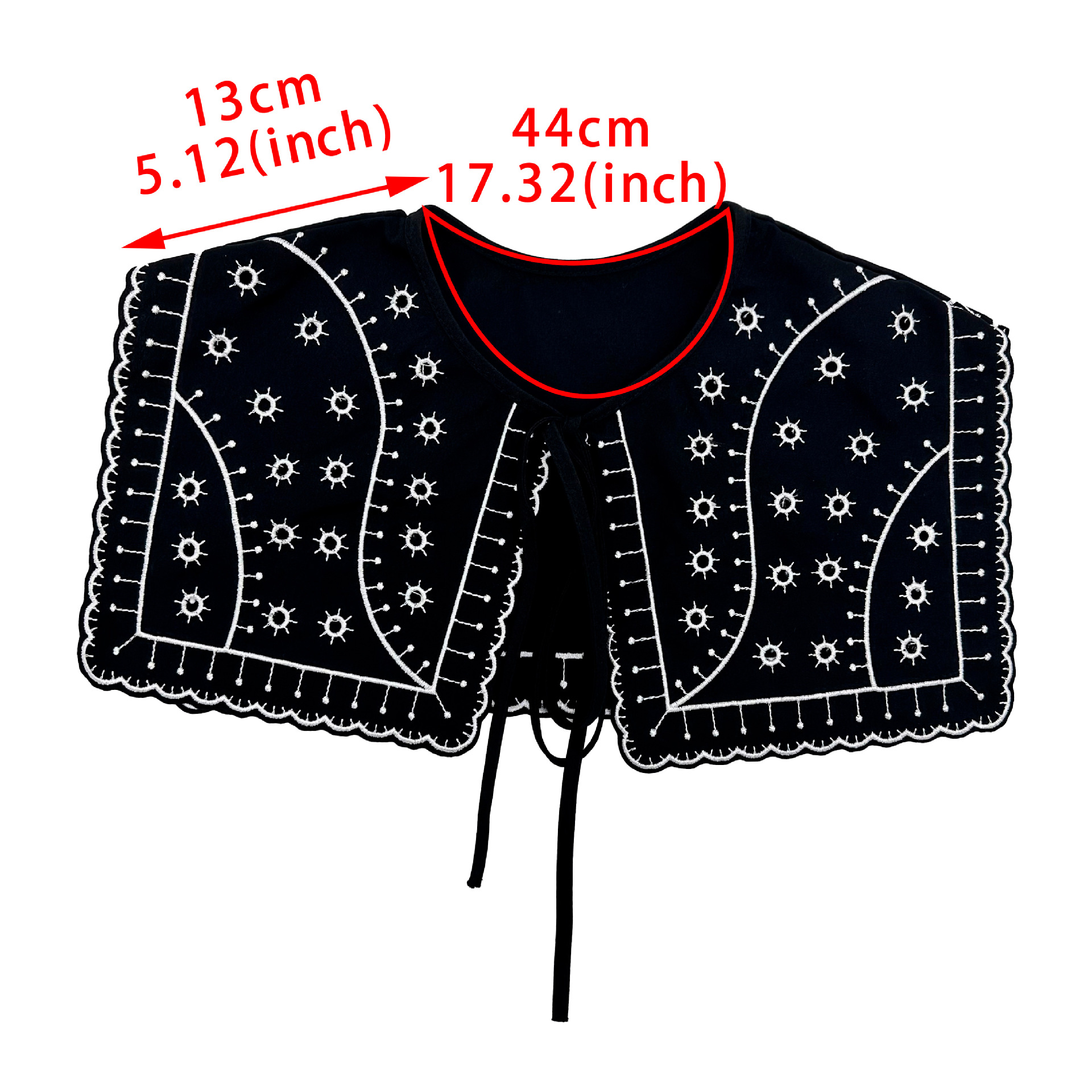Informática bordada negro y blanco cuello camiseta decoración suéter shale cuello cuadrado flor cuello ropa de mujer comercio exterior ropa image 6