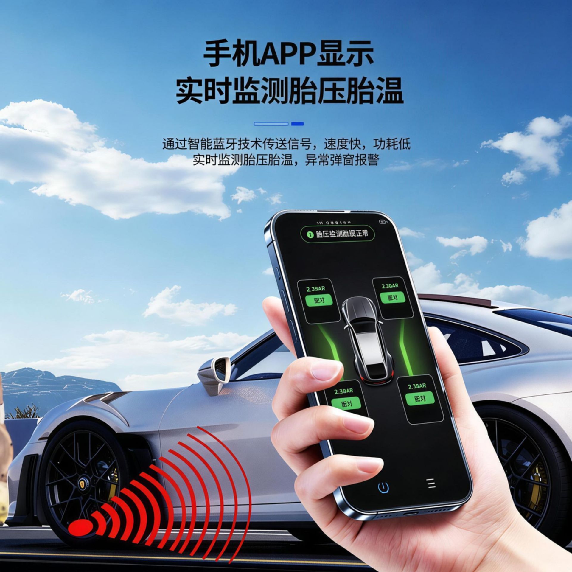 Car Tire Pressure Monitoring System External Universal Wireless IPX7 Waterproof Real-time Monitoring Sensor Wholesale Direct Sales