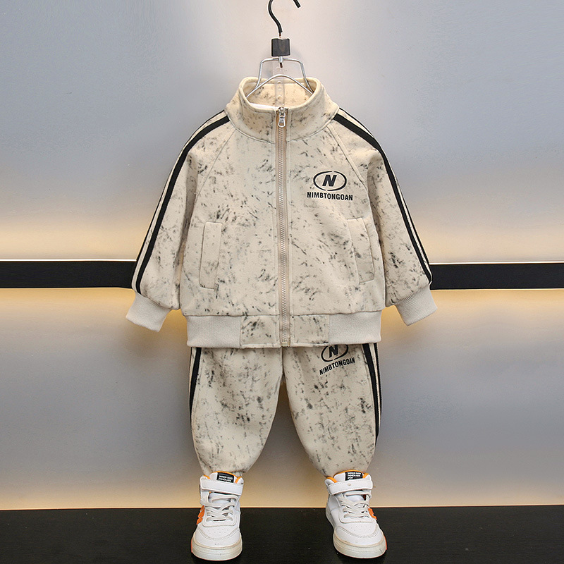 7705 primavera y otoño nuevo traje de ocio deportivo para niños bebé niño fresco y elegante traje de dos piezas