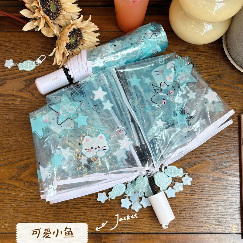 In-Stock Transparent Long-Handle Umbrella with Salt-Style Cat Design, Foldable, High Aesthetic Value, Cute, Specifically for Children and Elementary School Girls In-Stock Transparent Long-Handle Umbrella with Salt-Style Cat Design, Foldable, High Aesthetic Value, Cute, Specifically for Children and Elementary School Girls