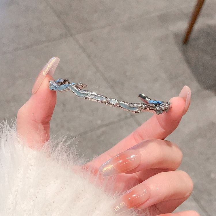 "Oceano azul de hielo" pulsera azul ondas irregulares pulsera anillo de diseño ligero lujoso nicho regalo de joyas