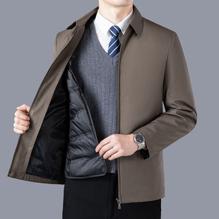 Men's down Jacket Middle-Aged Men's Business Casual Winter Cold-Proof down Jacket Outwear Removable Liner down Jacket for Men