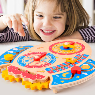 Cross-border New Wooden Clock Calendar Hanging Board Cognitive Puzzle Children's Baby Cognitive Time Early Education Children's Toys