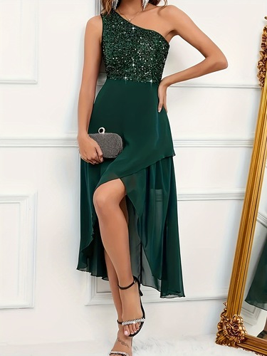 Women's Elegant Single Shoulder Sequin Dress Cross-border Dropshipping