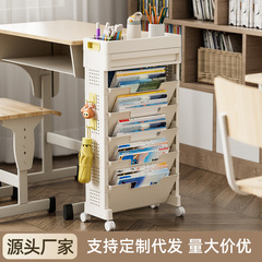 家庭用本物置棚輪付き多機能収納棚寝室多層デスクトップ本棚大容量整理棚