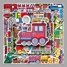 50张小火车涂鸦个性跨境卡通儿童奖励咕卡DIY手机行李箱贴纸防水