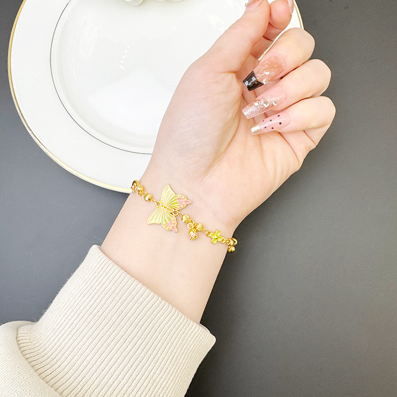 Vietnam oro oro esmalte retro mariposa color pulsera de flores palacio viento no se desvanece joyas fuente al por mayor