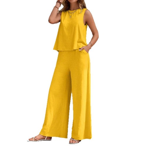 2025 Summer Two-piece Women's European and American Style Trendy All-match Loose Pullover Round Neck Casual Cotton Suit for Women