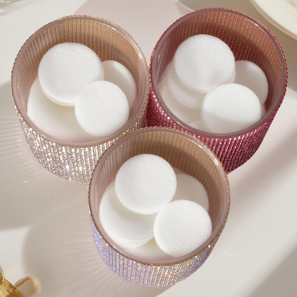 High-Looking New Diamond-Encrusted Cotton Swab Jar Storage Box Home Creative Kitchen Refrigerator with Lid and Diamond Storage Box
