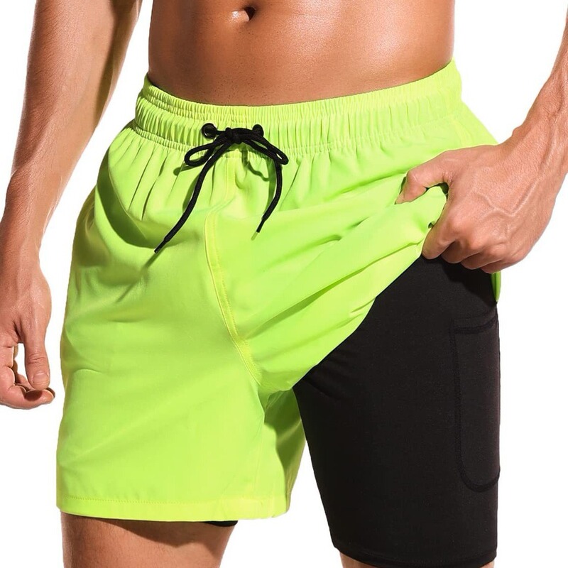 Men's Running Shorts, Sports Casual Multi-Functional Shorts, Fitness Workout Shorts, Multi-Pocket Double-Layer Elastic Design