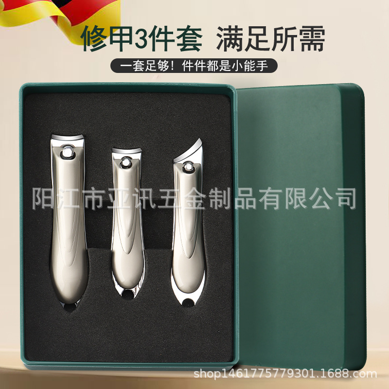 Nuevo juego de cortaúñas semi-negras de gama alta transfronterizo alemán juego completo de 7-24 piezas de herramientas de uñas de acero inoxidable en stock