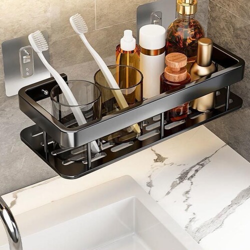 Hole-free space aluminum bathroom storage rack toilet handwashing room bathroom storage rack wall-mounted corner bathroom corner shelf